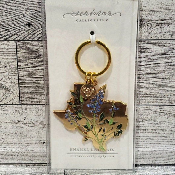 NIB Gold Texas Bluebonnet Soft Enamel Keychain - Picture 2 of 3